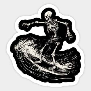 Skeleton playing surfing Sticker